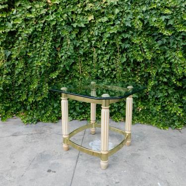 Deco Style Brass &amp; Glass Side or Petite Coffee Table