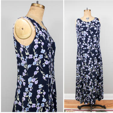 indigo floral sleeveless maxi dress 