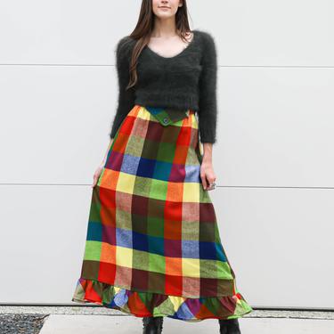 Rainbow Plaid Maxi Skirt