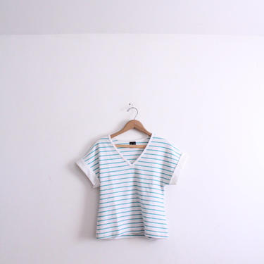 Teal Striped 90s Summer Tee 