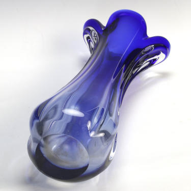 Vintage Murano Mid Century Modern Tall Blue Art Glass Vase MCM 14&amp;quot; Cobalt 