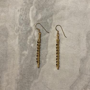 Pyrite Bar Gold Earrings