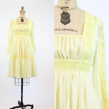 1970s Gunne Sax cotton peasant dress xs | vintage lace dress | new in 