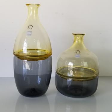 1970's Enrico Coveri Italian Murano Glass Vases - a Pair 