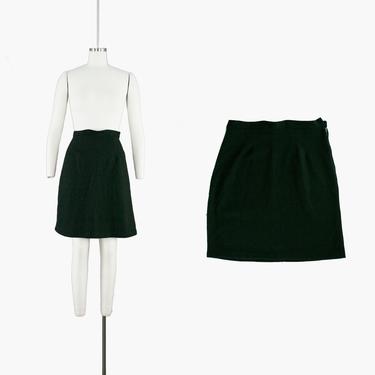 Vintage 1970's Black Skirt - Metal Zipper - Medium - Hippie Boho Minimal Plain - Classic - Chic - Repair Costume - Women's 31 32 33 Waist 
