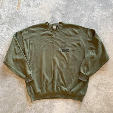 Vintage Soffe USMC Marines Graphic Pullover Fleece Sweatshirt 