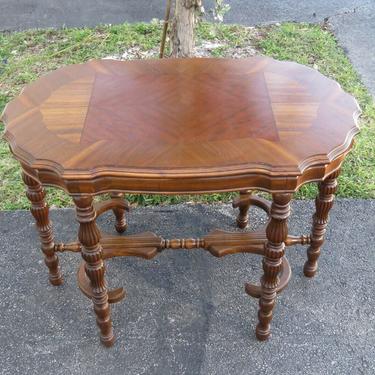 Early 1900s Carved Inlay Top Side End Table 1949