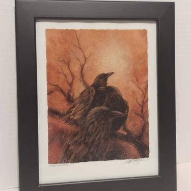 Framed Giclee Print "Odin's Ravens" Norse Mythology 11x23 