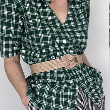 vintage green gingham collared blouse 