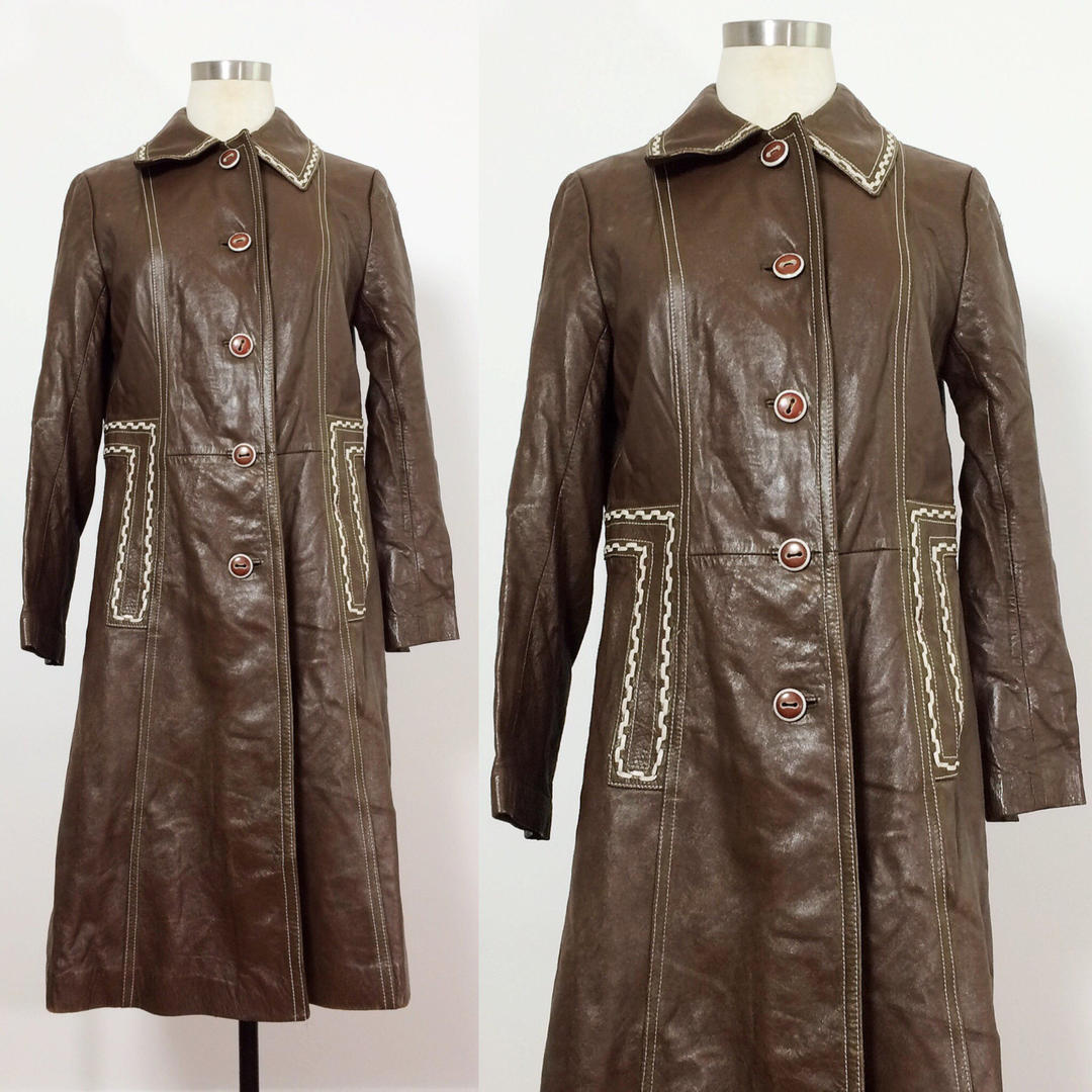 Womens Brown Leather Coat / 70s Leather Jacket / Donnie Brasco / 70s ...
