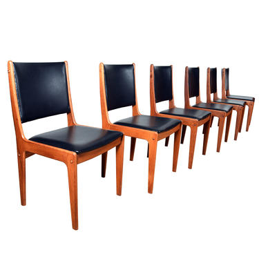 Set of 6 Teak and Black Dining Chairs by Johannes Andersen