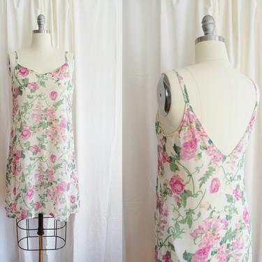 1970s/80s Silk Adini Slip Dress | Pastel Floral Print 
