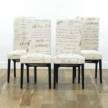 Set Of 4 Contemporary Script Upholstery Dining Chairs