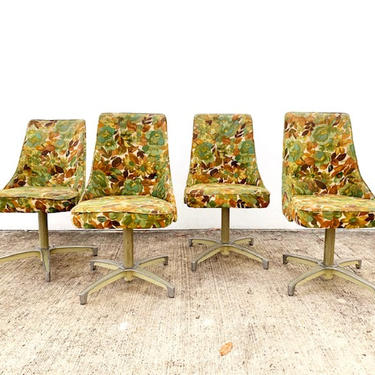 Mid Century Chromcraft Floral 4 Chair Set