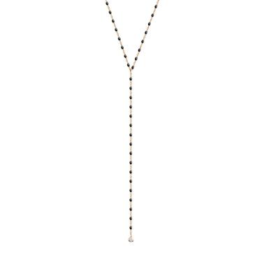 19.7&quot; Mini Party Y Necklace - BLACK + YELLOW GOLD