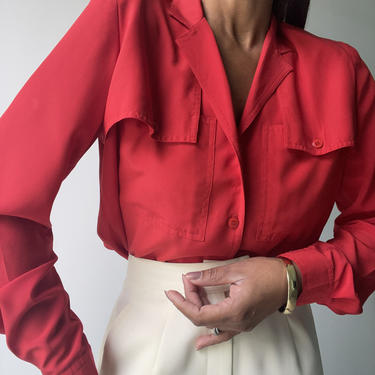 vintage silky structural avant garde blouse  m 