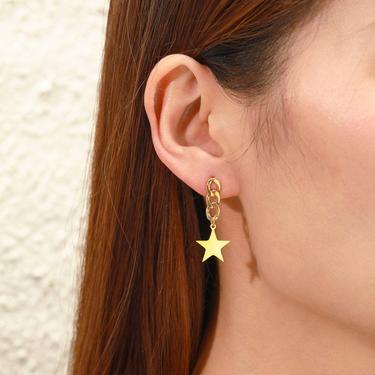 Faith Star Chain Dangle Earrings • chain stud earrings • gold star stud earrings • star chain earrings • dangle star stud earrings 