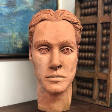 Handmade Sculpted Carved Terracotta Clay Ceramic Bust Profile Figure Head Mask Home Art Gallery Creative Natural Primitive Decor 