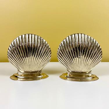 Pair of Solid Brass Shell Bookends 