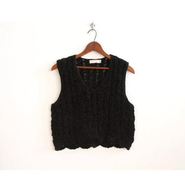 Beautiful Black Knit 80's Cropped Sweater 
