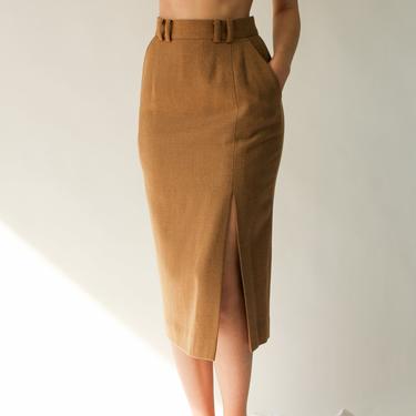 Vintage 80s Dana Buchman Wicker Tweed Cashmere High Waisted Midi Pencil Skirt | Cashmere, Wool | Pinup, Wiggle Skirt | 1980s Designer Skirt 