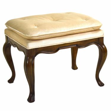 Vintage Drexel Heritage Carved French Style Bench Stool Ottoman w Cabriolet Legs 