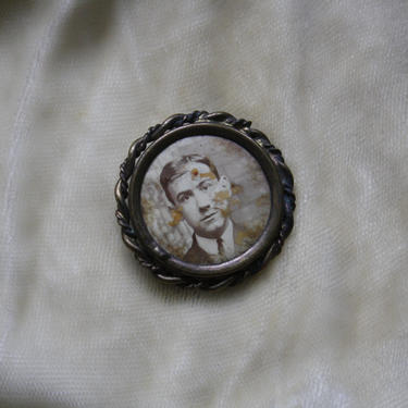 Antique Portrait Pin // Young Man 