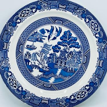 Vintage Dinner Plate Woods Ware  BLUE WILLOW Wood &amp; Sons England - Chip Free- Unused Condition 