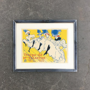 Vintage Toulouse Lautrec Print 1980s Retro Size 18x22 Troupe de Mademoiselle Eglantine + Can Can + Dancing + Reproduction + Home Wall Decor 