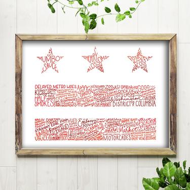 11x14 Art Print // DC Flag in Red // Hand Lettered DC Flag 