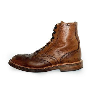 TRICKER’S BROWN LEATHER WINGTIP LACE UP BOOTS