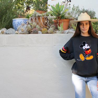 Mickey Sweatshirt // vintage tee t-shirt boho cotton hipster Mickey Mouse t shirt dress sweater blouse Disneyland black // O/S by FenixVintage