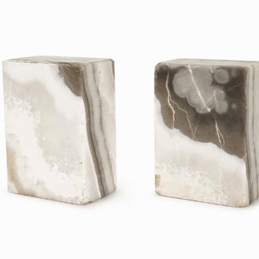 Marble Block Bookends Bookend Set White Color 