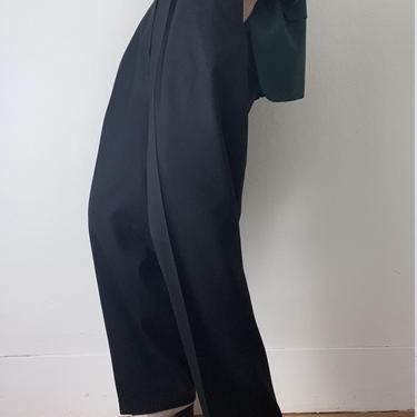 vintage black wool high waisted trousers size large 