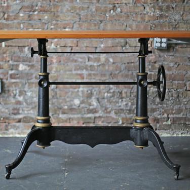 beautiful and rare vintage cast iron base &amp;quot;Columbia&amp;quot; drafting table by Eugene Dietzgen 