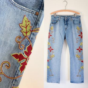 Vintage 1990s Levis Embroidery Jeans / 32&quot; waist 