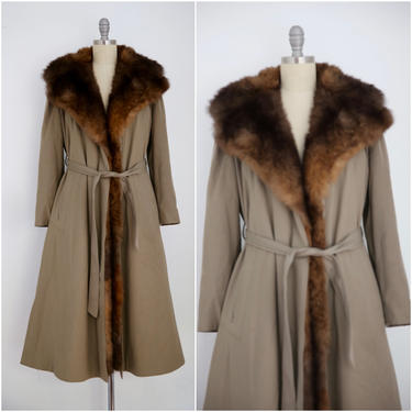 Vintage 1980s Faux Fur Mauve Brown Coat