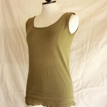 60s Deadstock Olive Green Cotton Tank Size S / M / L 