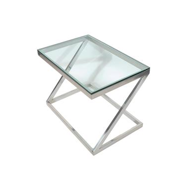 Z Table Chrome and Glass Side Table Mid Century Modern Milo Baughman 