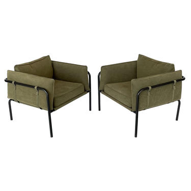 Pair Postmodern Canvas Lounge Chairs