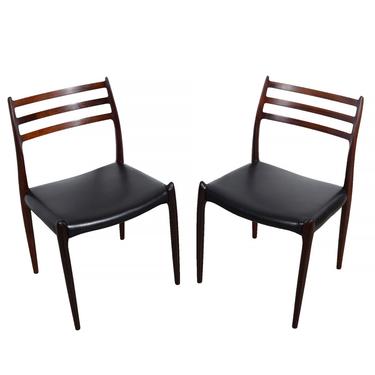J.L. Moller 4 Rosewood Dining Chairs Model #78 Leather 