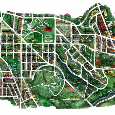 Map of Woodley Park and Glover Park, Washington, DC, 16"x20"