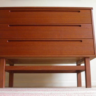 B) 36&amp;quot; Teak Danish Modern Bedroom Dresser, Nightstands, Entry Chest By Nils Jonsson For HJN Mobler, Mid Century Denmark 