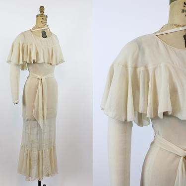 1930s CAPE bias dress and sash WEDDING xs | new spring 