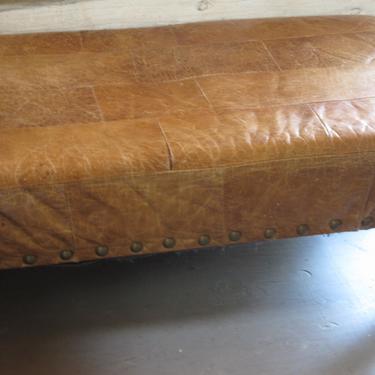 Distressed Leather Ottoman Vintage Leather Chesterfield Ottoman Rectangle Rectangular Ottoman Large Leather Bench 