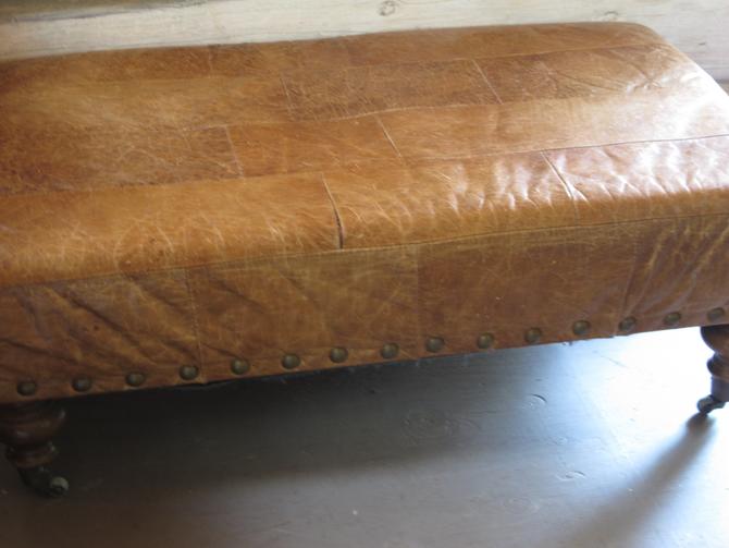 Distressed Leather Ottoman Vintage, Distressed Leather Ottoman Rectangle Bed