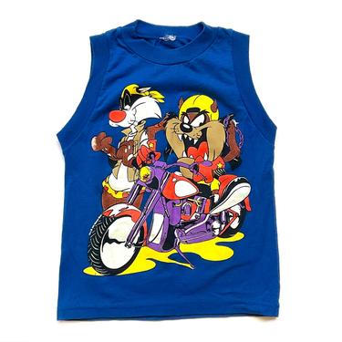 1990’s KIDS Bad Boy Looney Tunes Graphic Muscle T-Shirt Sz L 