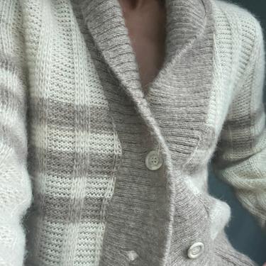 vintage  semi cropped mohair preppy stripe knit sweater 