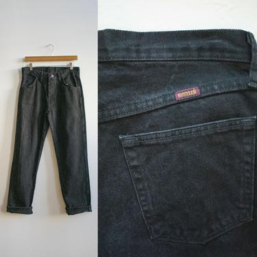 Vintage Black Rustler Jeans / Black Vintage Jeans 31 x 30 / 1980s Black Denim Jeans / Vintage Straight Leg Jeans / Rustler Black Jeans 