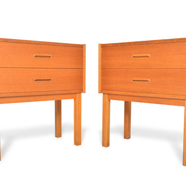 Pair of Danish Modern Oak Two Drawer Nightstands 